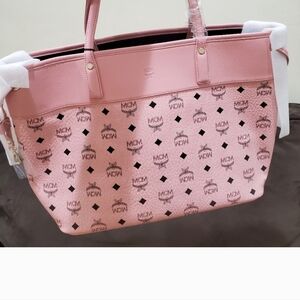 FIRM! MCM Medium Aren Visetos Soft Pink Shopper Tote NO POUCH